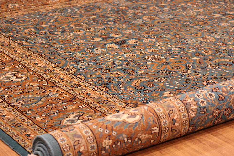 Thumbnail: Golden Oasis: Handwoven Wool Rug with Floral Persian Motifs