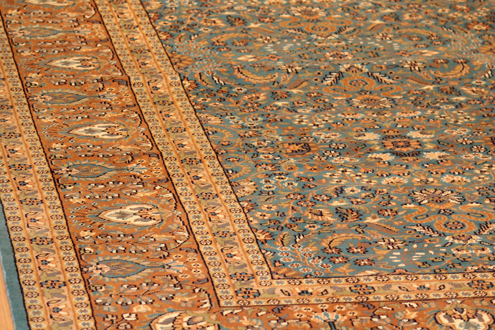 Thumbnail: Golden Oasis: Handwoven Wool Rug with Floral Persian Motifs
