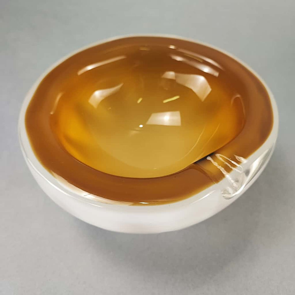 Thumbnail: 1970s Murano Sommerso Glass Ashtray in White and Brown