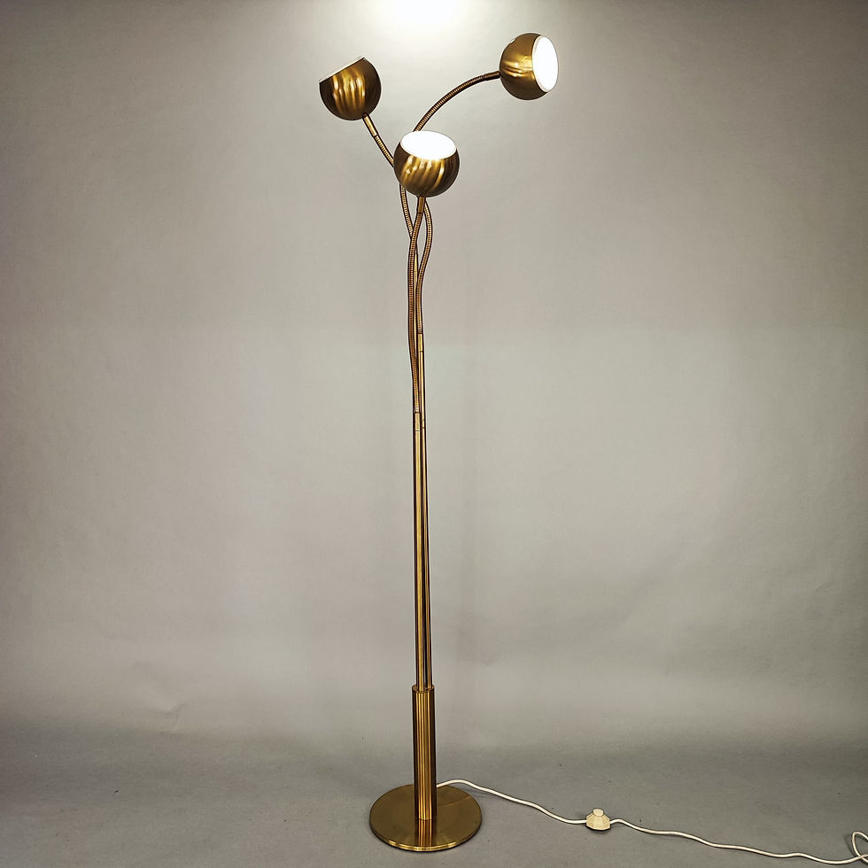 Lampada da terra in ottone con bracci flessibili design '70