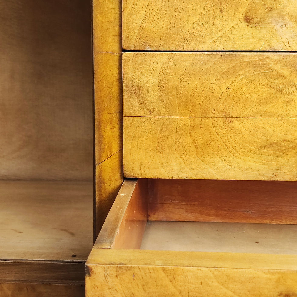 Thumbnail: Art Deco cabinet in briar root and black glass, 1940s design