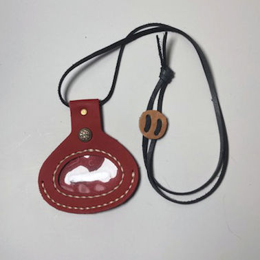Thumbnail: Cab Driver Premium Badge Holder Smooth Pink and Leather Adjustable Lanyard