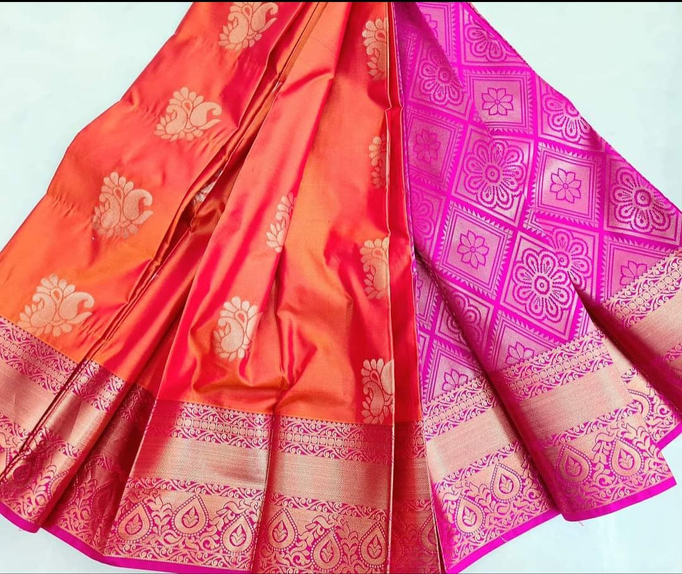 Thumbnail: Beautiful Wide Border Copper Soft Silk