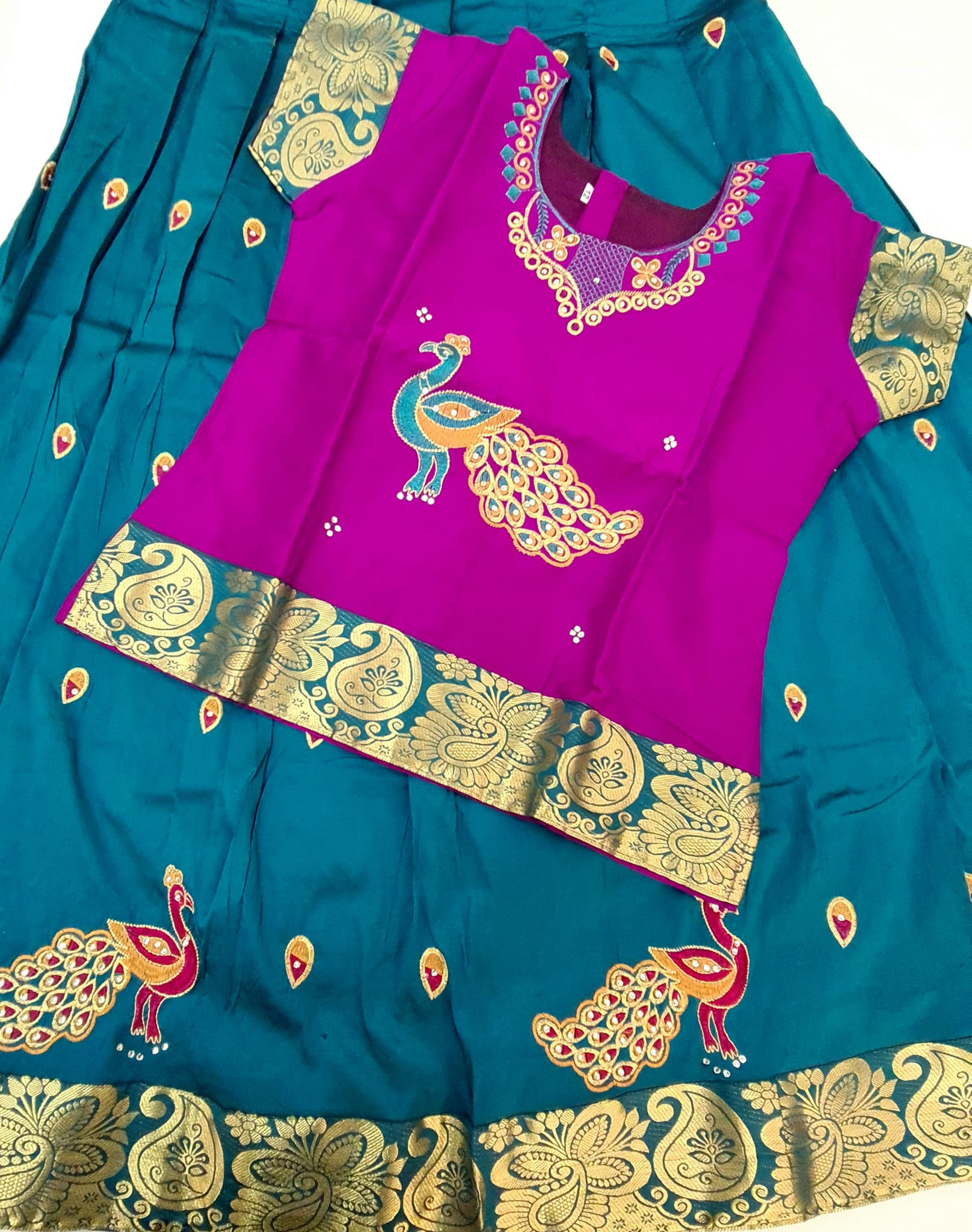Pattu Pavadai Set, cotton lining