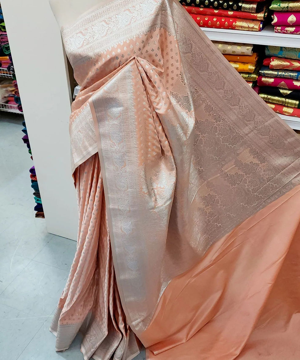 Thumbnail: Banarasi  Katan-Silk Saree with Silver Zari