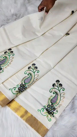 Thumbnail: Multi-Colour Embroidered Cotton Saree