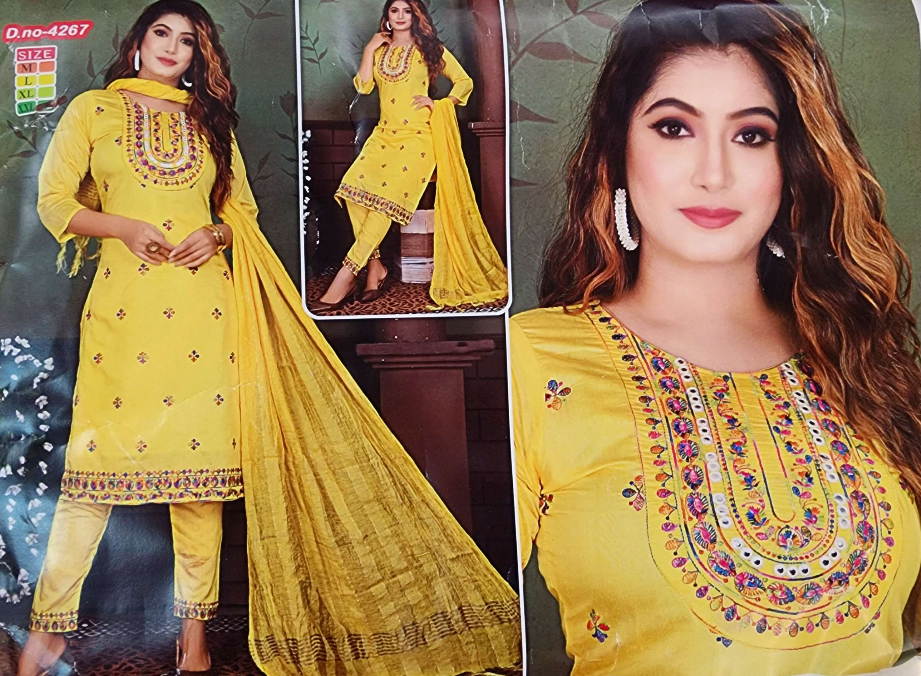 Soft Cotton Multi-Coloured embroidered Suit