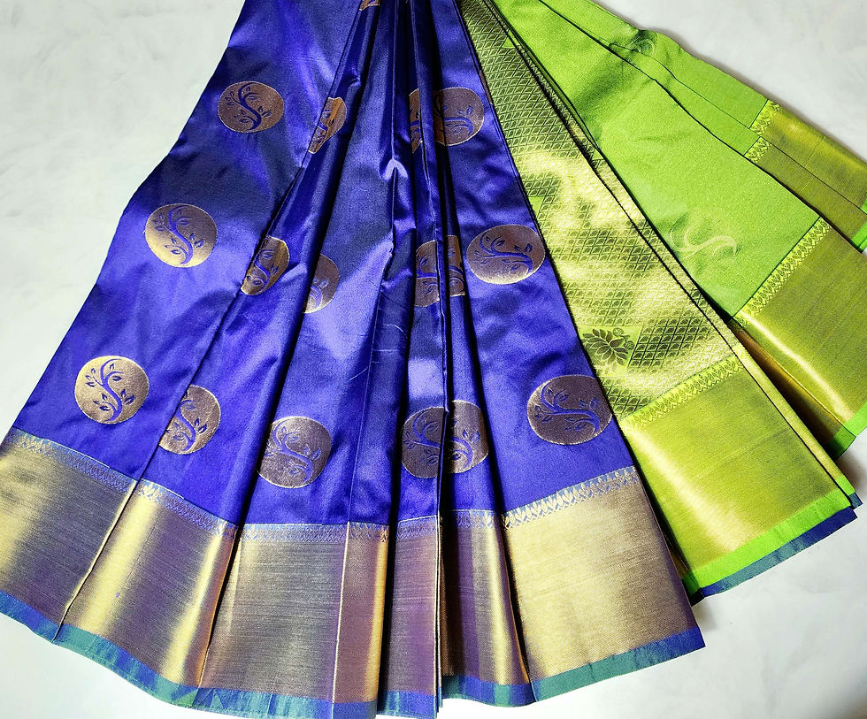 Thumbnail: Dual-tone Gold Zari Soft Silk Saree 