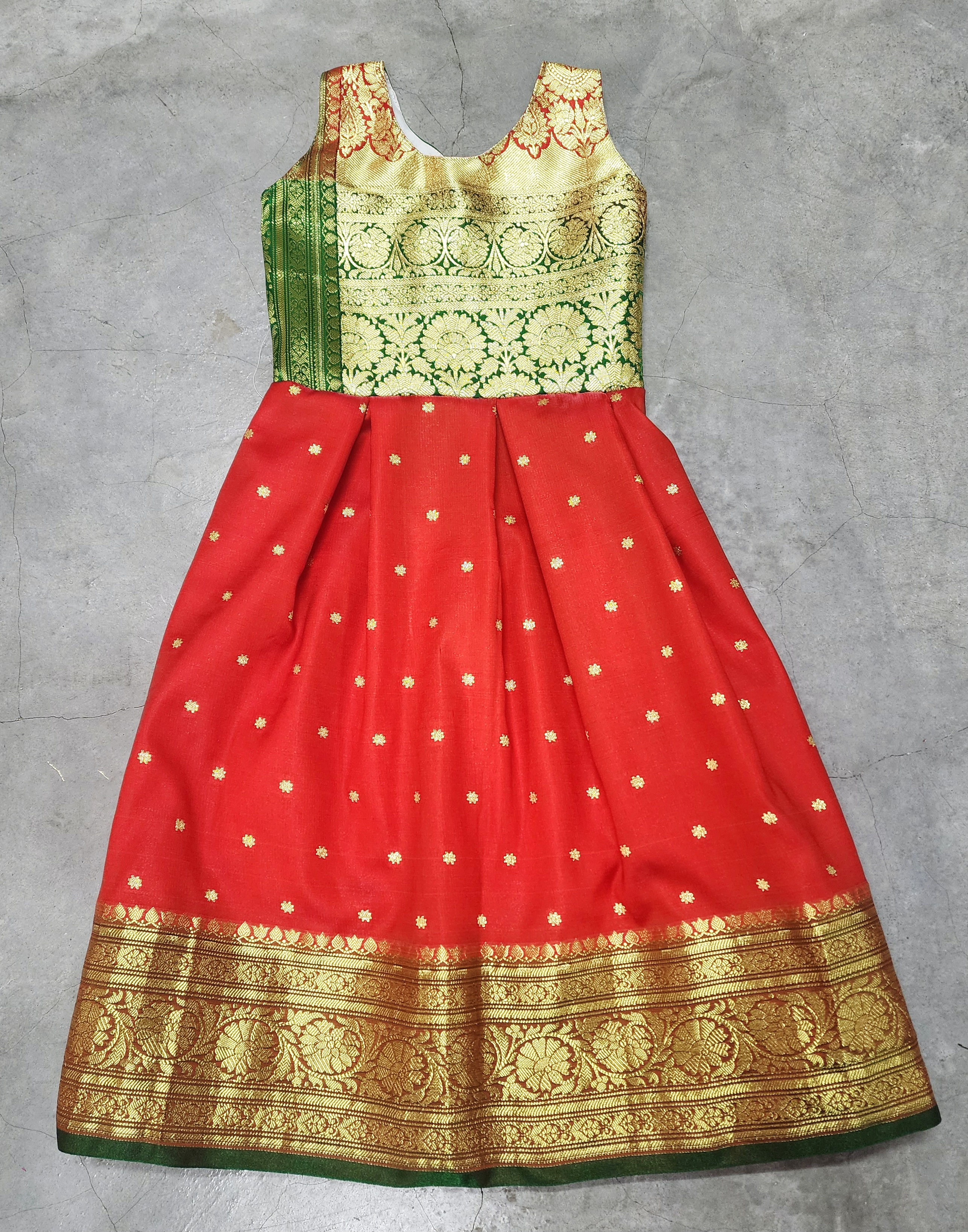 Banarasi Satin-Silk Sleeveless Dress
