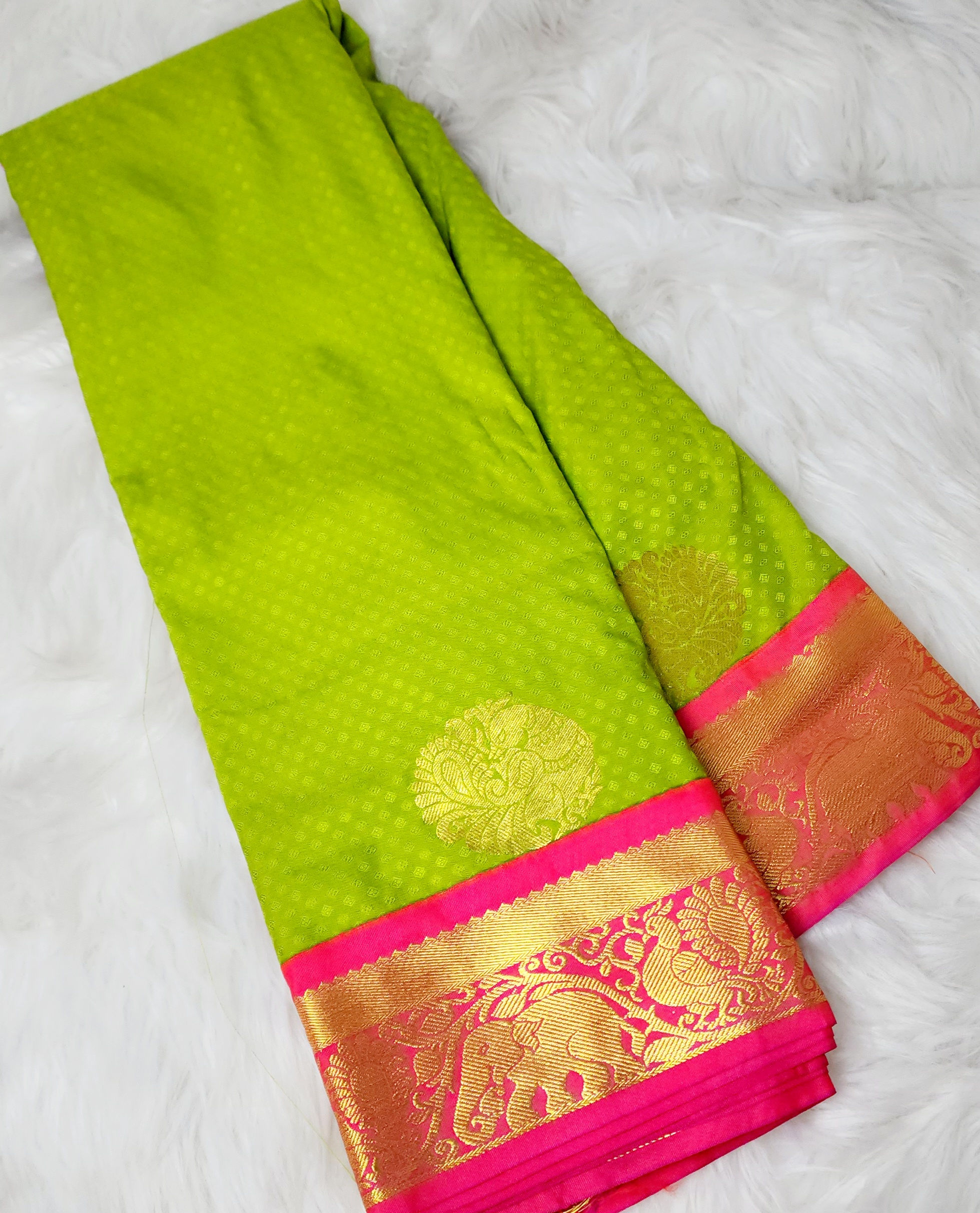 Elephant & Peacock Deisgn Soft Pattu Saree