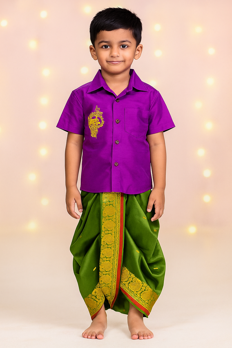 Thumbnail: Embroidered Soft Silk Shirt w Dhoti pants 