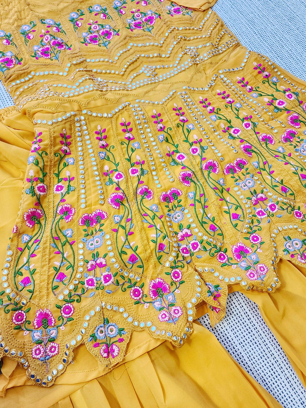 Thumbnail: Multi-Colour Embroidered Georgette Sharara Suit 
