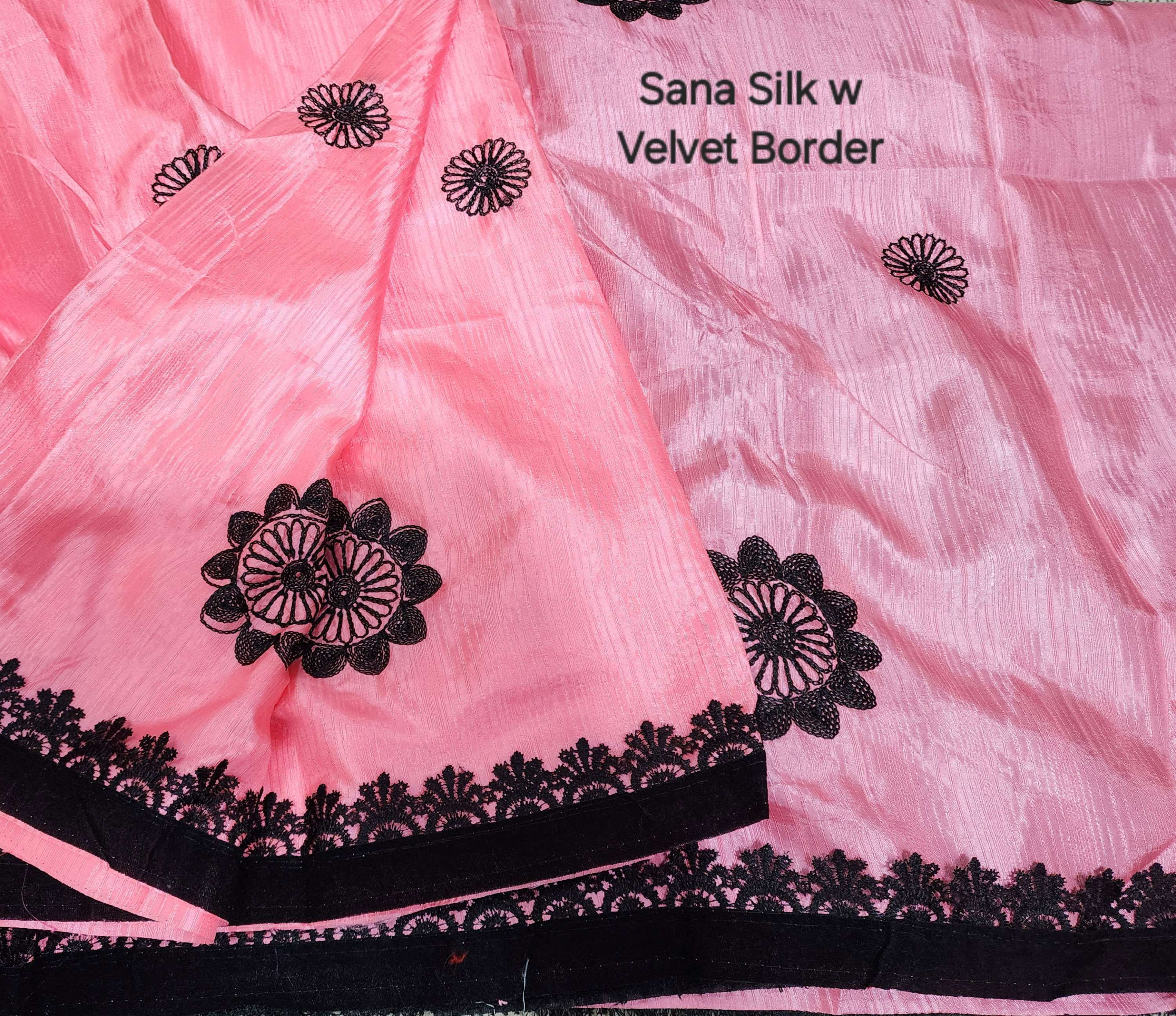 Sana Silk w Velvet Cut-Out Border