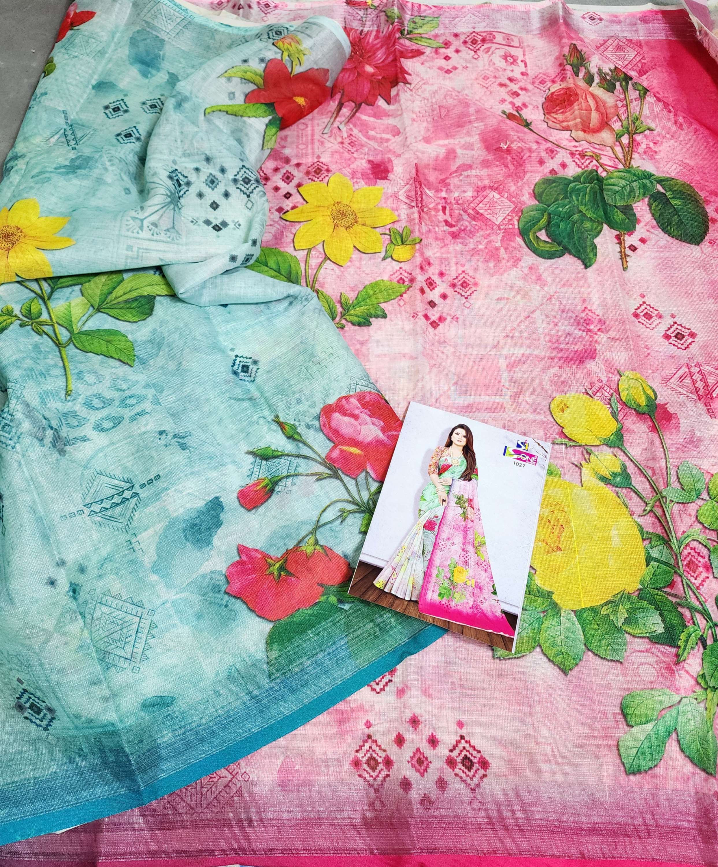 Soft Printed Linen saree