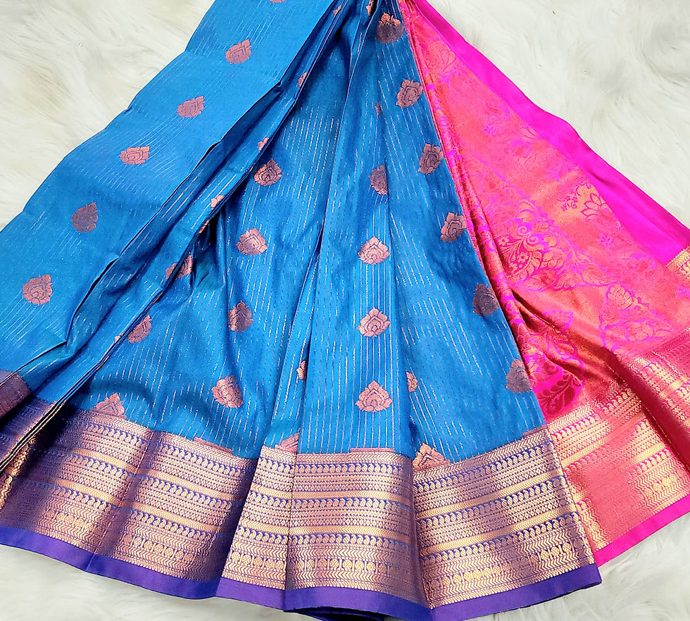 Thumbnail: CopperZari Dual-tone Soft Silk Saree 