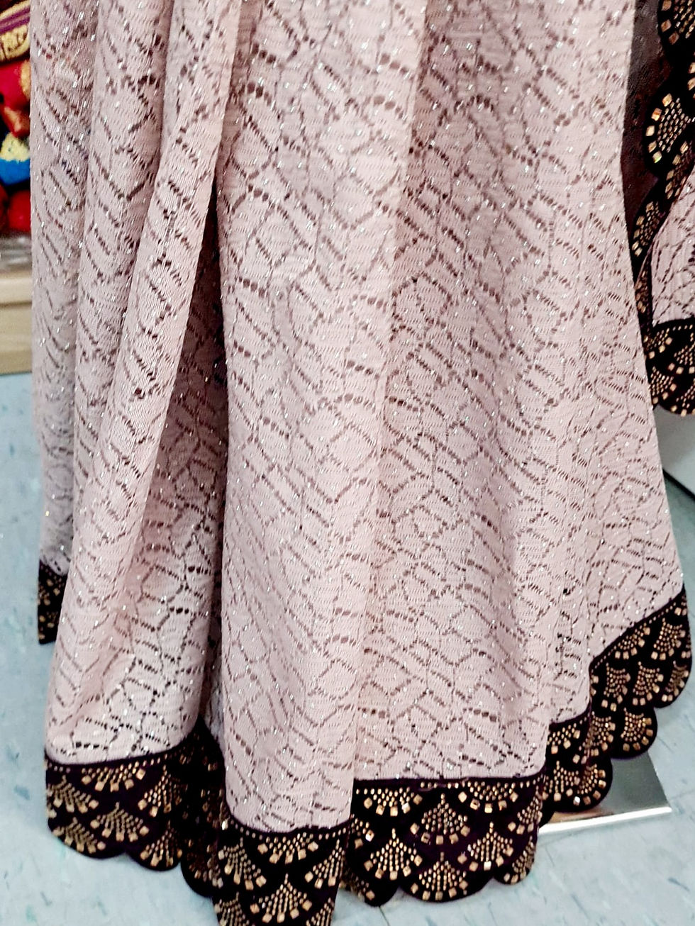 Thumbnail: Lacework saree with velvet border