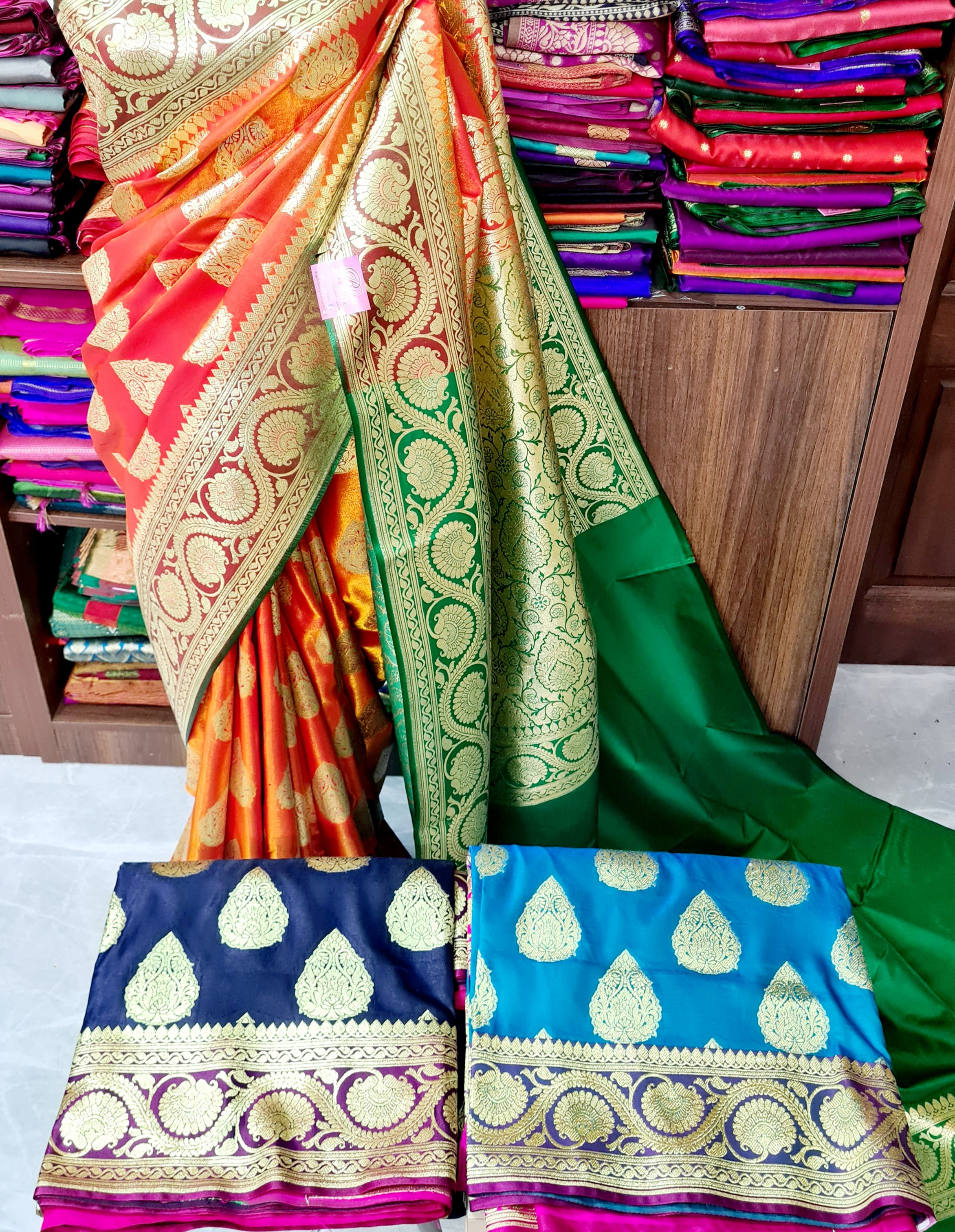 Dual-Tone Katan-Silk Wedding Saree