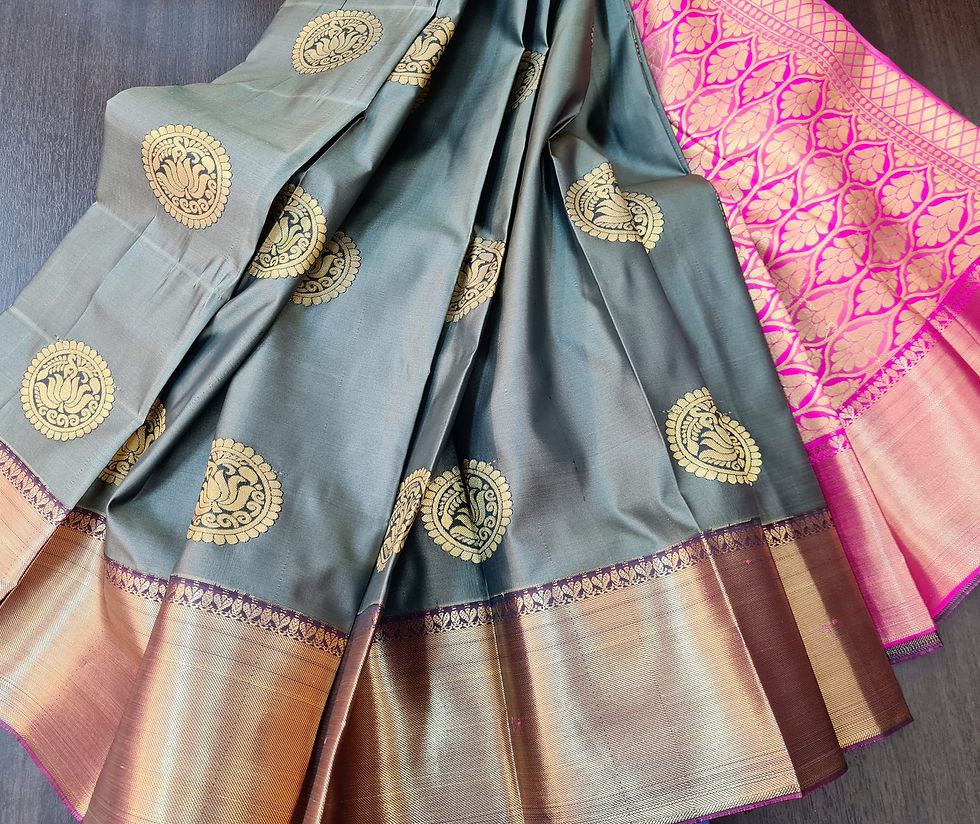 Thumbnail: Lotus Design Dual-Tine Soft Silk Sarees