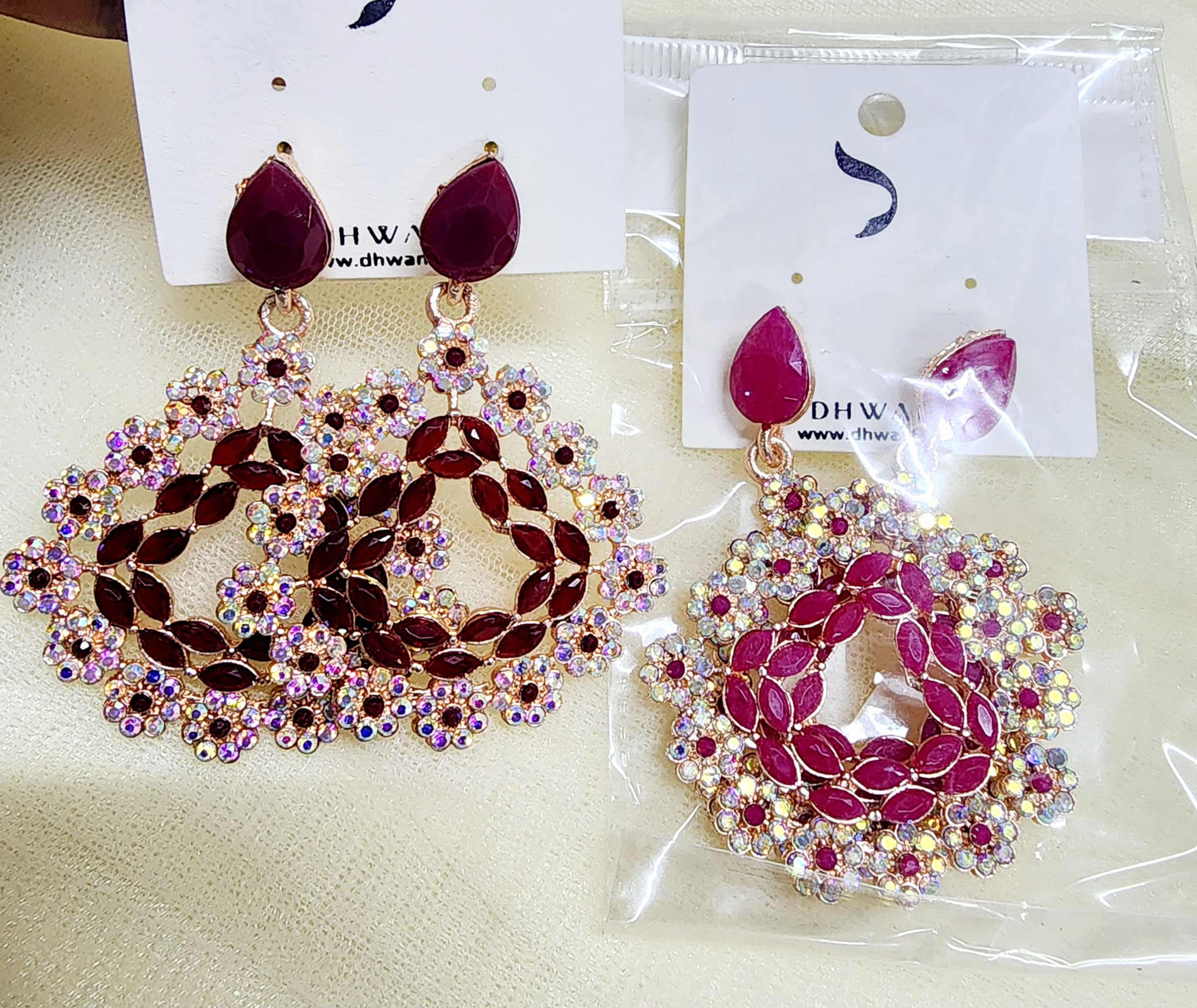 Floral Stonework Earrings 