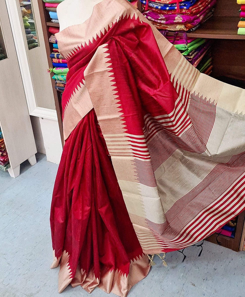 Thumbnail: Textured Linen Saree with Silver Border