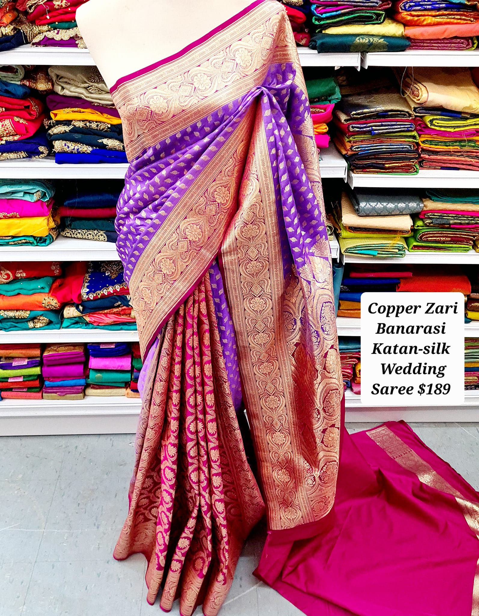 Copper Zari Katan-Silk Saree
