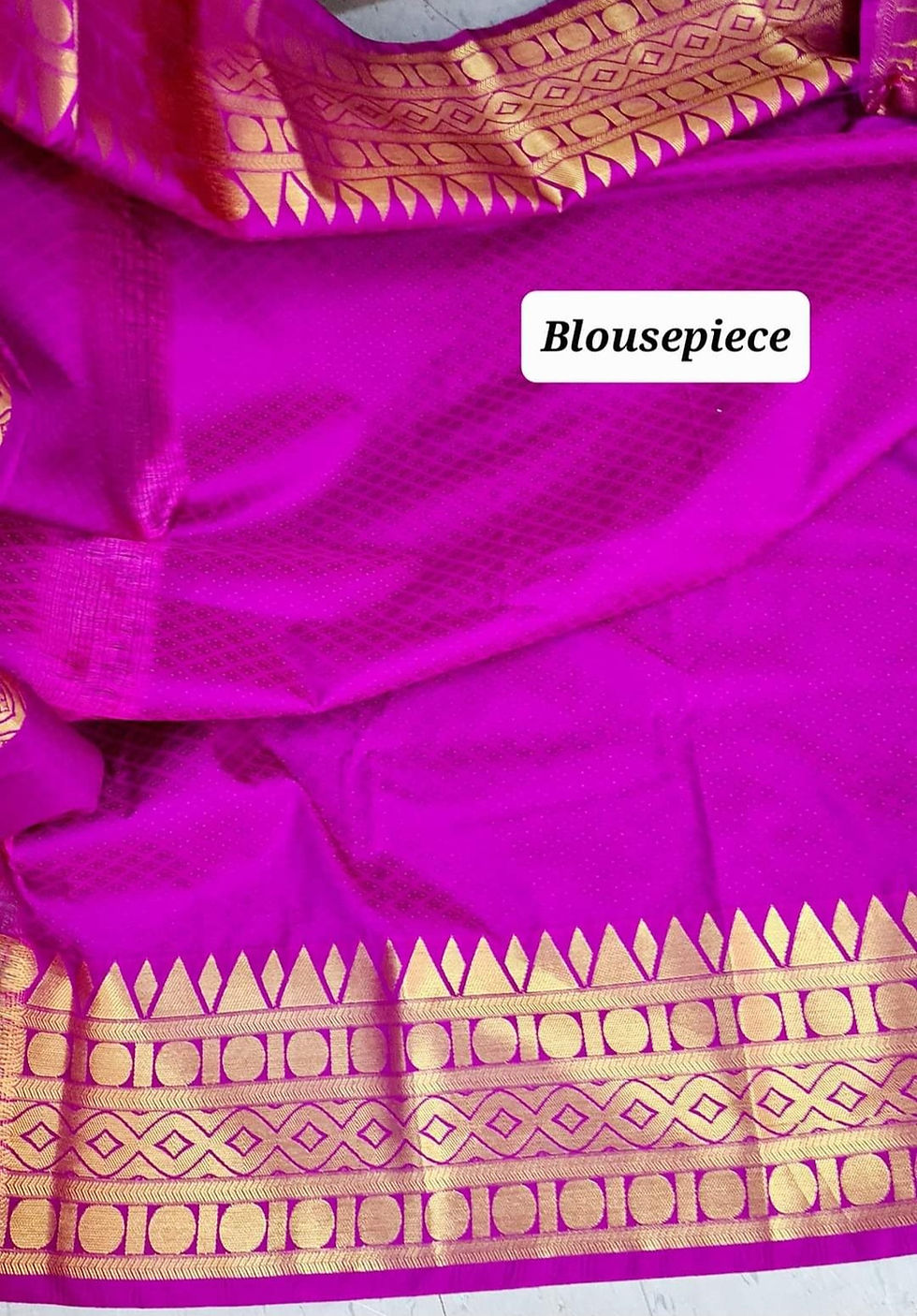 Thumbnail: Wide Border Floral Semi-Kanchi Silk Saree 