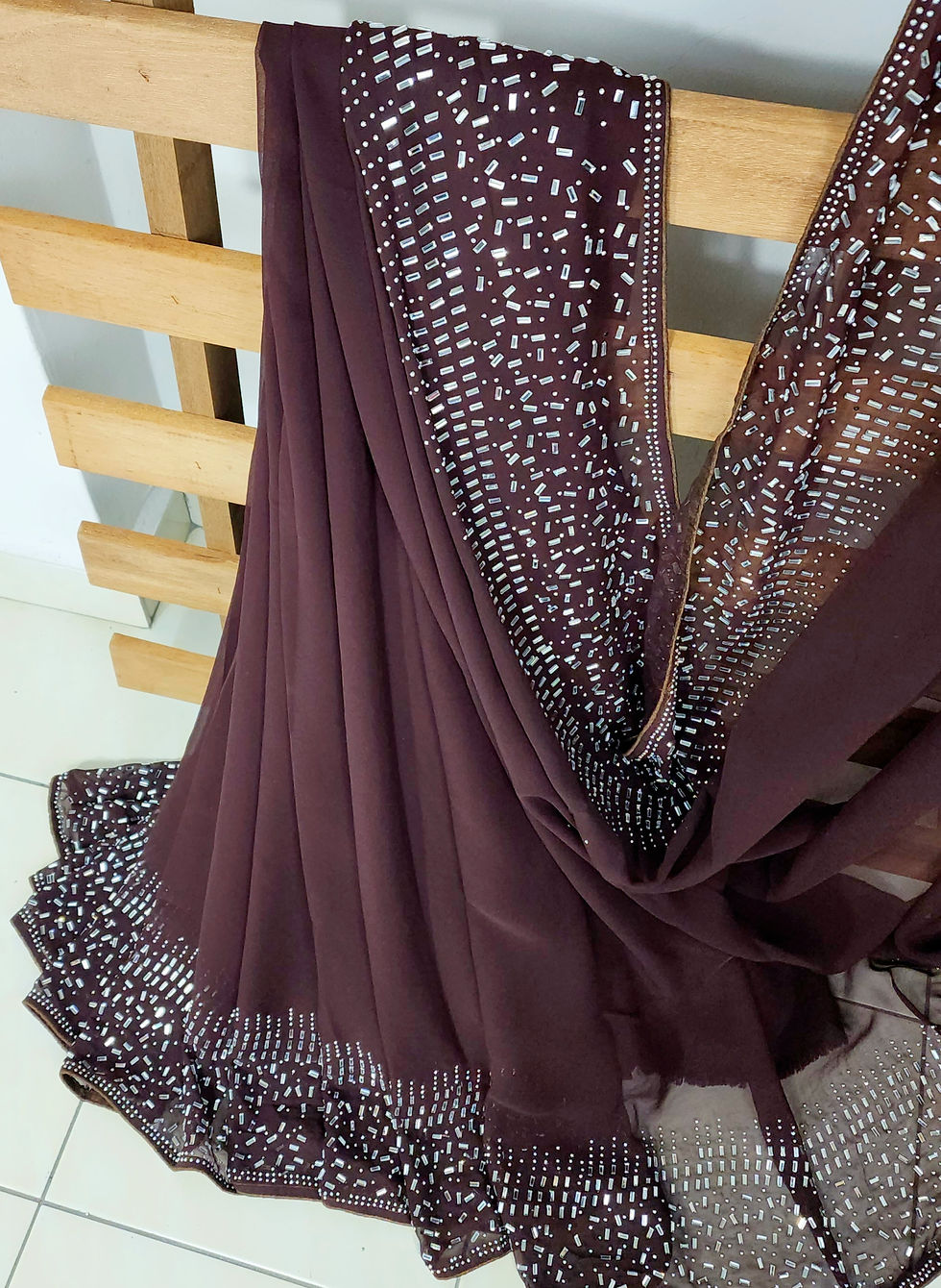Thumbnail: Soft Mirrorwork-Crystal Georgette Saree 