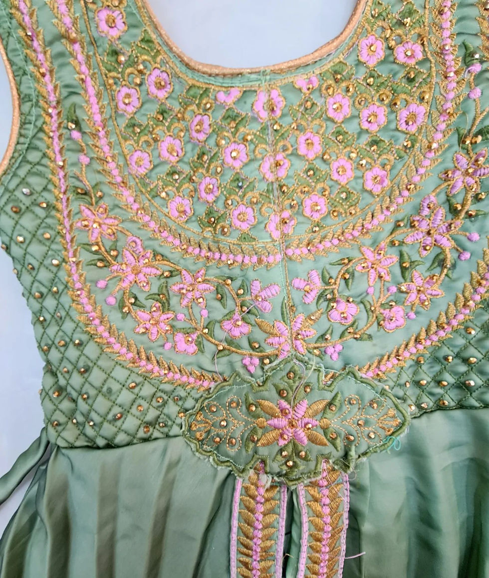 Thumbnail: Pleated Taffetta Chuddi Set