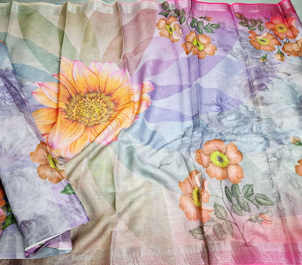Thumbnail: Soft Printed Linen Saree