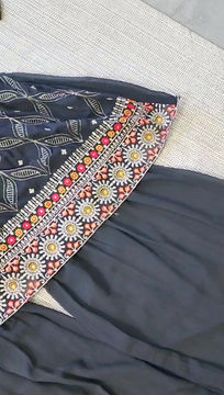 Thumbnail: Soft Georgette Embroidered Sharara Suit 