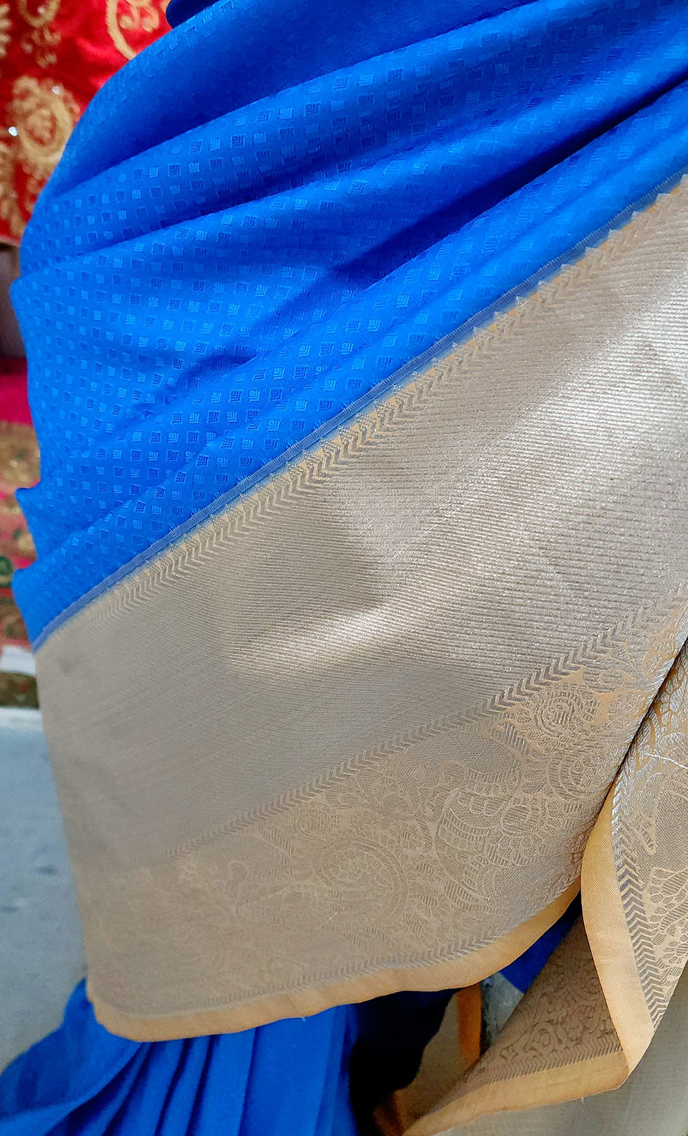 Thumbnail: Silver Zari wide border Soft pattu saree