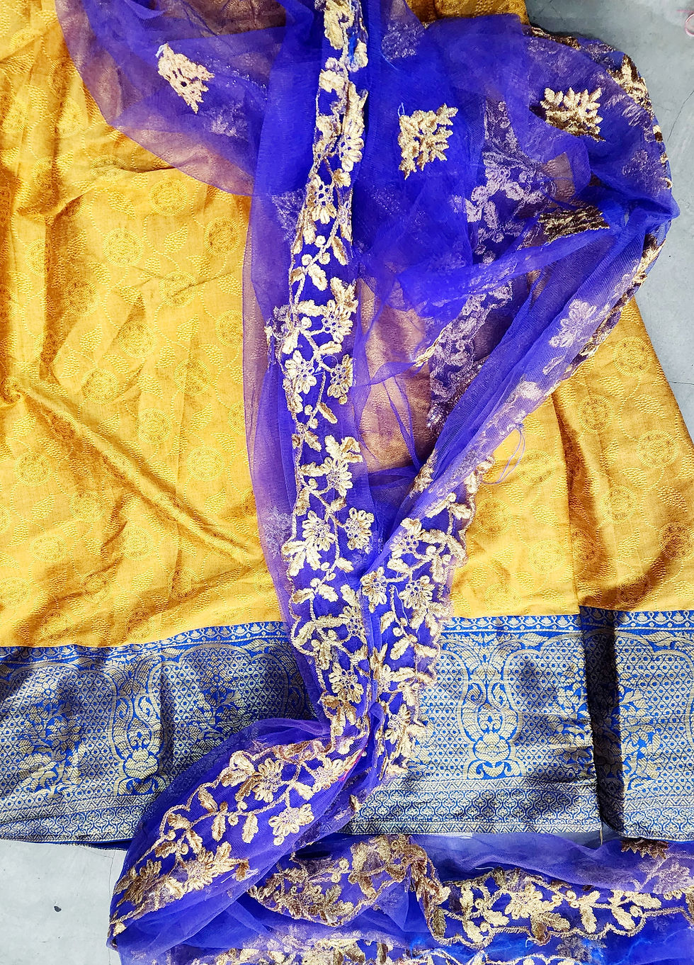 Thumbnail: Soft Cotton-Silk Pavadai Thavani Set w Embroidered Blouse 