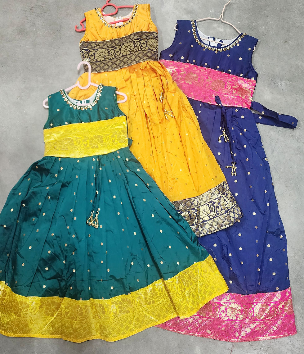 Thumbnail: Gold Dress with Floral zariwork