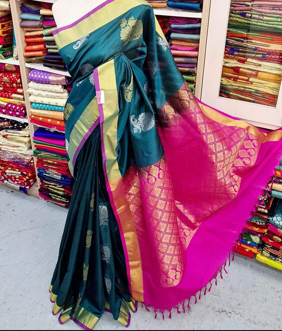 Thumbnail: Silver & Gold Zari Soft Silk Saree 