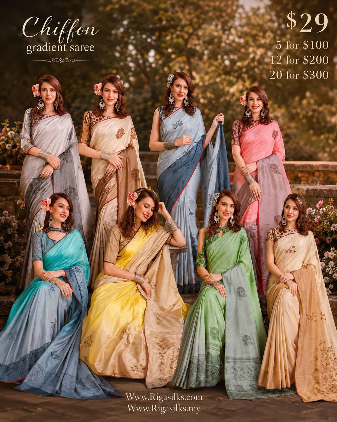 Super Soft Lightweight Chiffon Gradient Saree