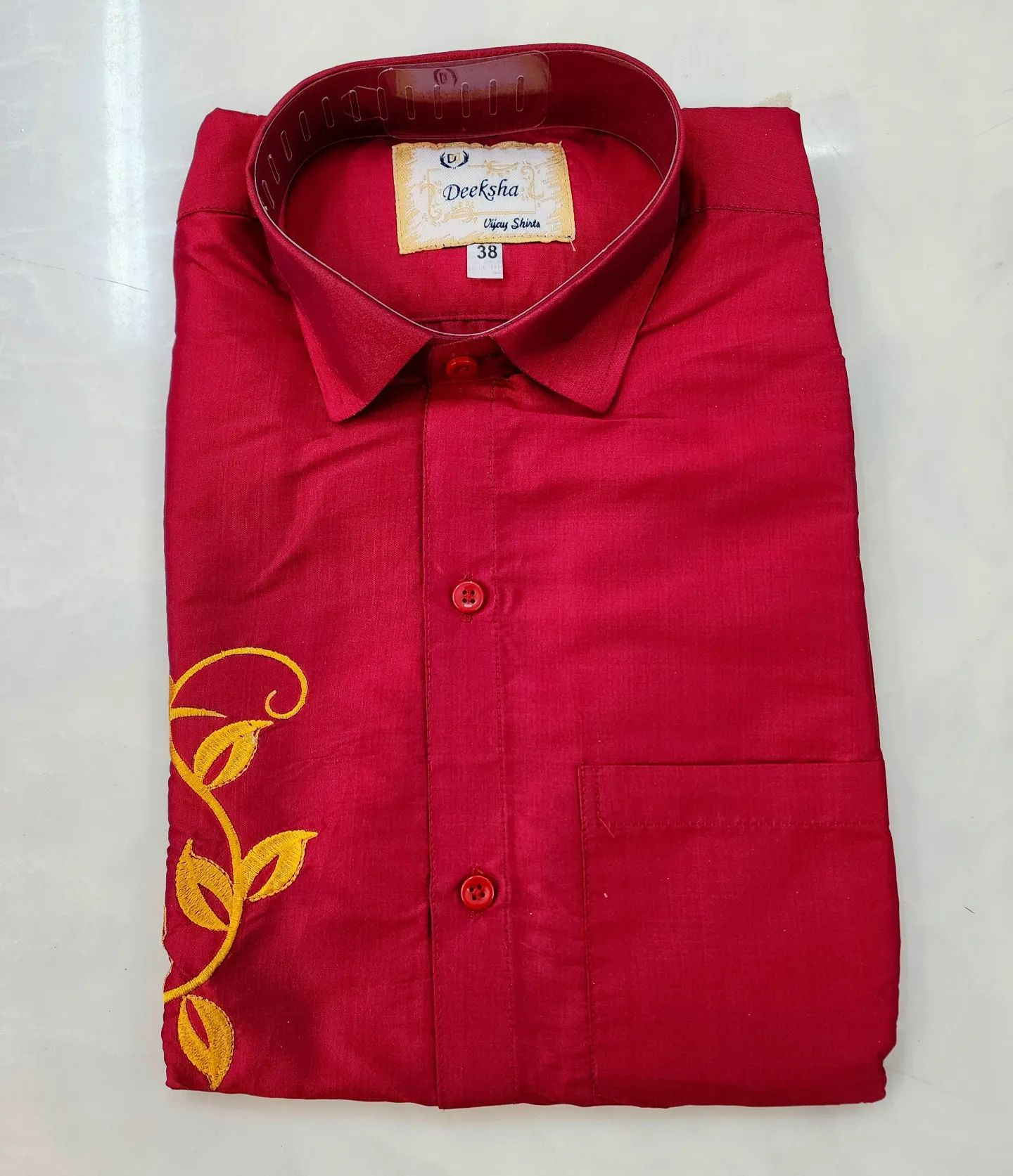 Soft Silk Short Sleeve Embroidered Shirts
