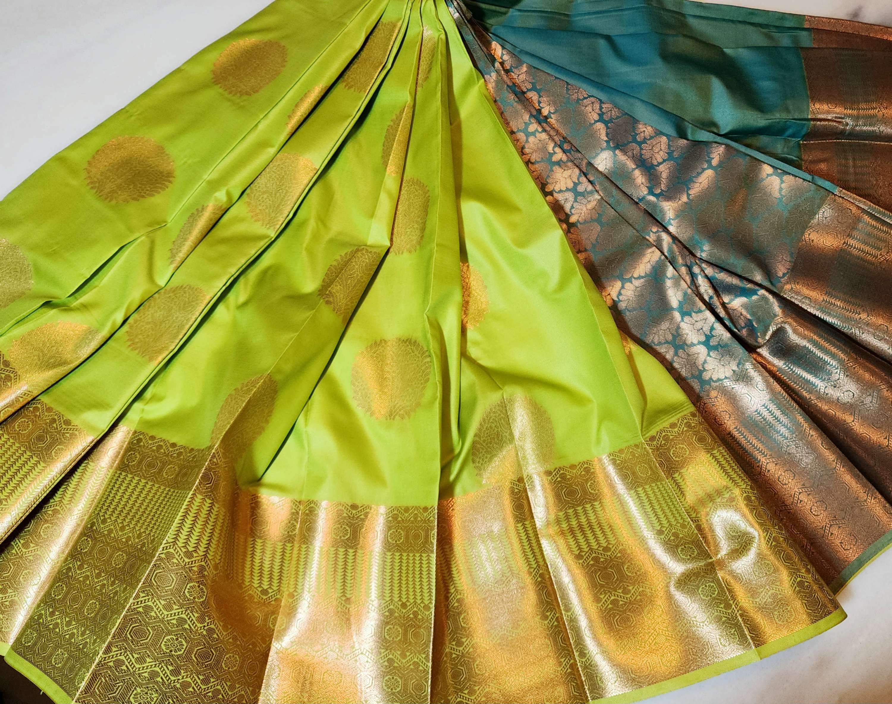 Wide Border Soft Silk Copper Saree