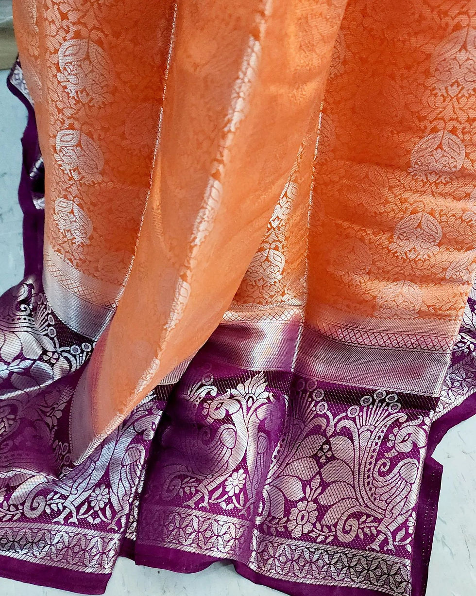 Thumbnail: Soft Saree with Silver Zari