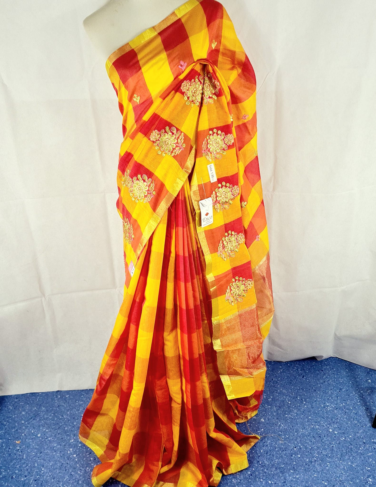 Checkered Soft Cotton Saree