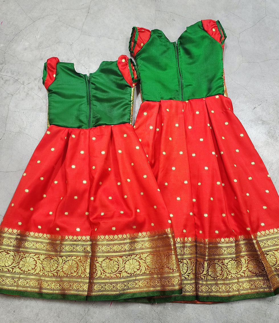 Thumbnail: Banarasi Satin-Silk Puff sleeve Dress