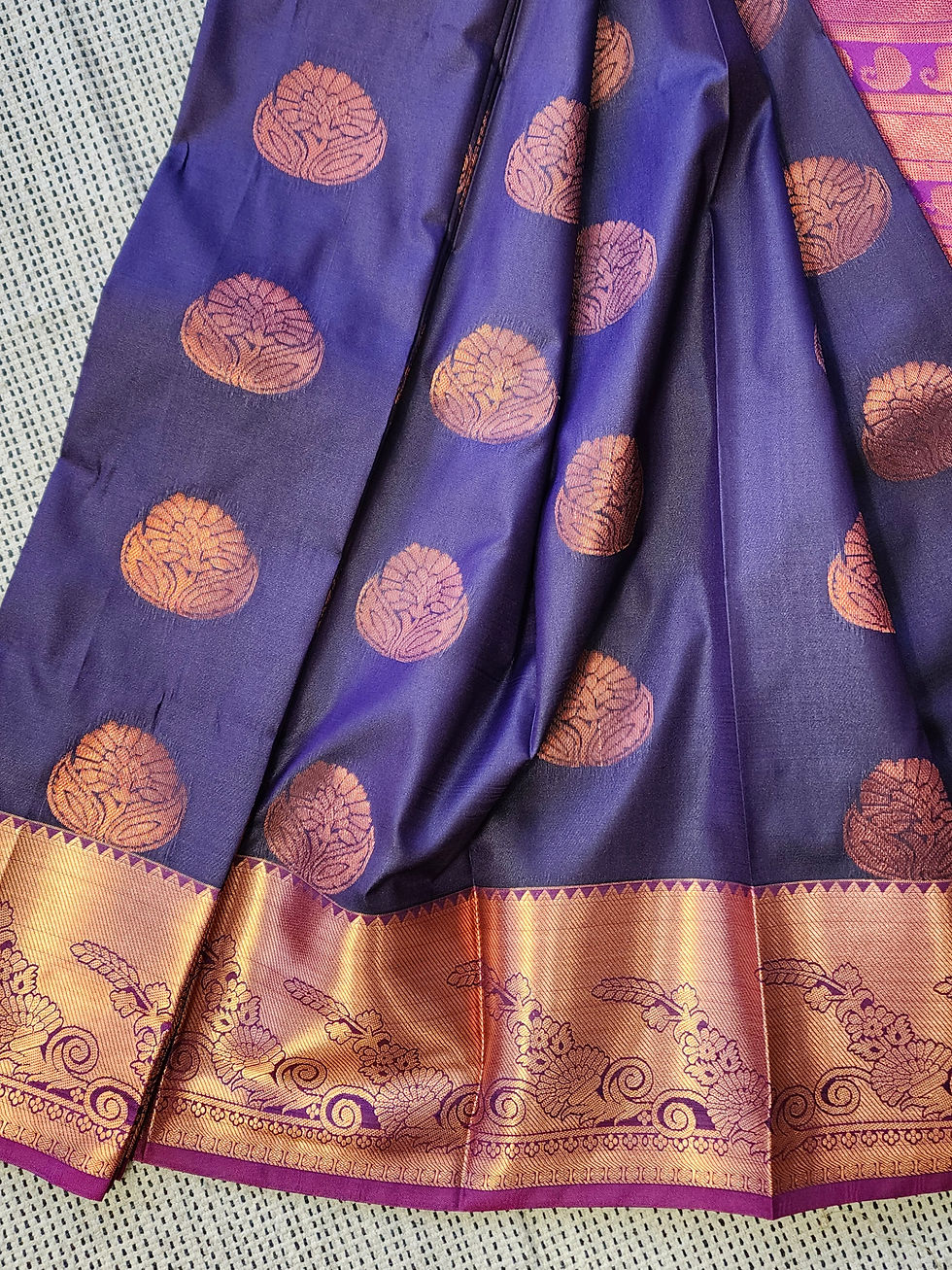 Thumbnail: Copper Zari Dual-tone Soft Silk Saree 