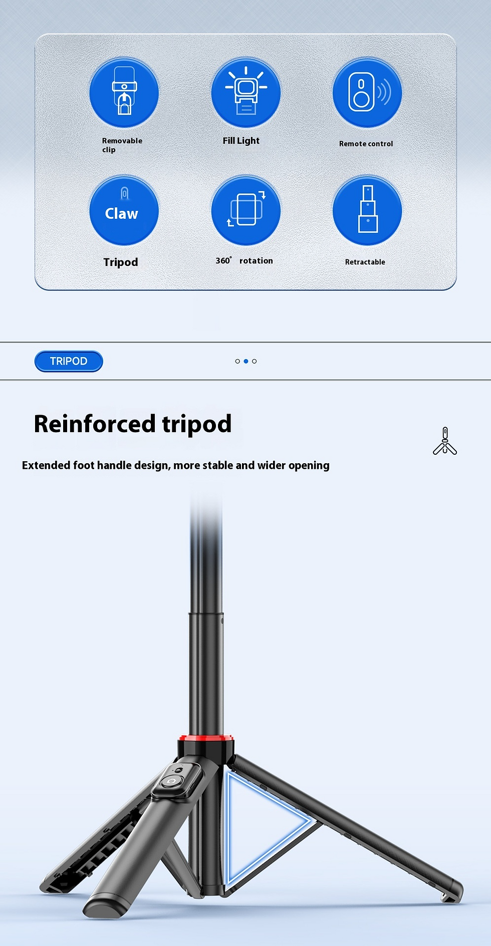 Thumbnail: Magnetic Selfie Stick Bluetooth Tripod