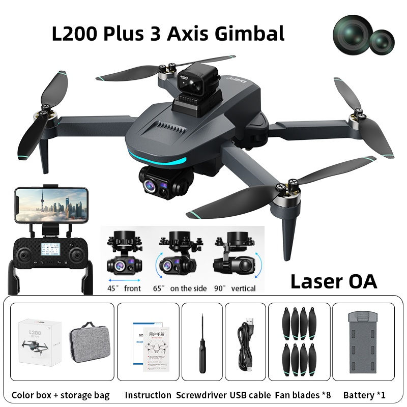 Thumbnail: New L200 Plus GPS Drone Factory 4K Professional HD Dual Lens 3-Axis Gimbal 360°