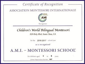 2016-2017 AMI Certificate Children's World Bilingual Montessori