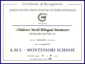 2015-2016 AMI Certificate Children's World Bilingual Montessori