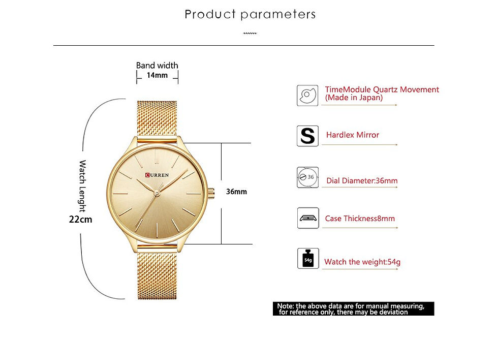 Thumbnail: CURREN Women Quartz Watch Gold Luxury watch