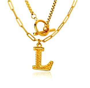 Thumbnail: Initial Letter Toggle Clasp Necklaces For Women Stainless Steel
