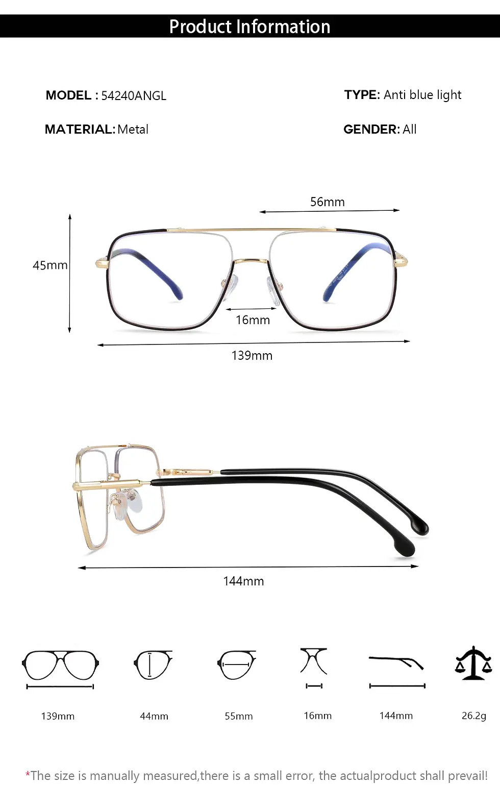 Thumbnail: 54240 Antiblue light Metal Glasses Frame