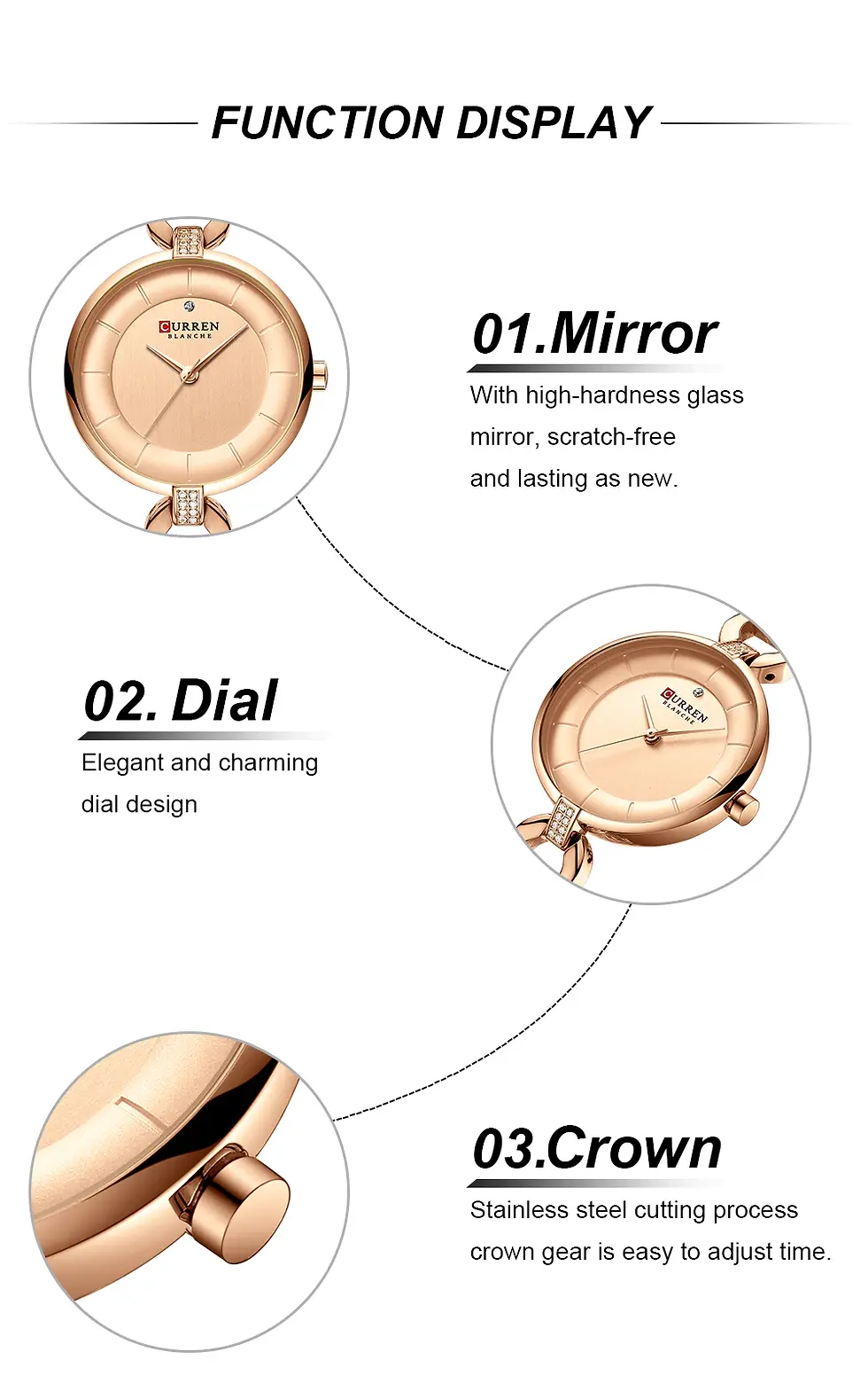 Thumbnail: Stainless Steel CURREN Luxury  Quartz Women Watch