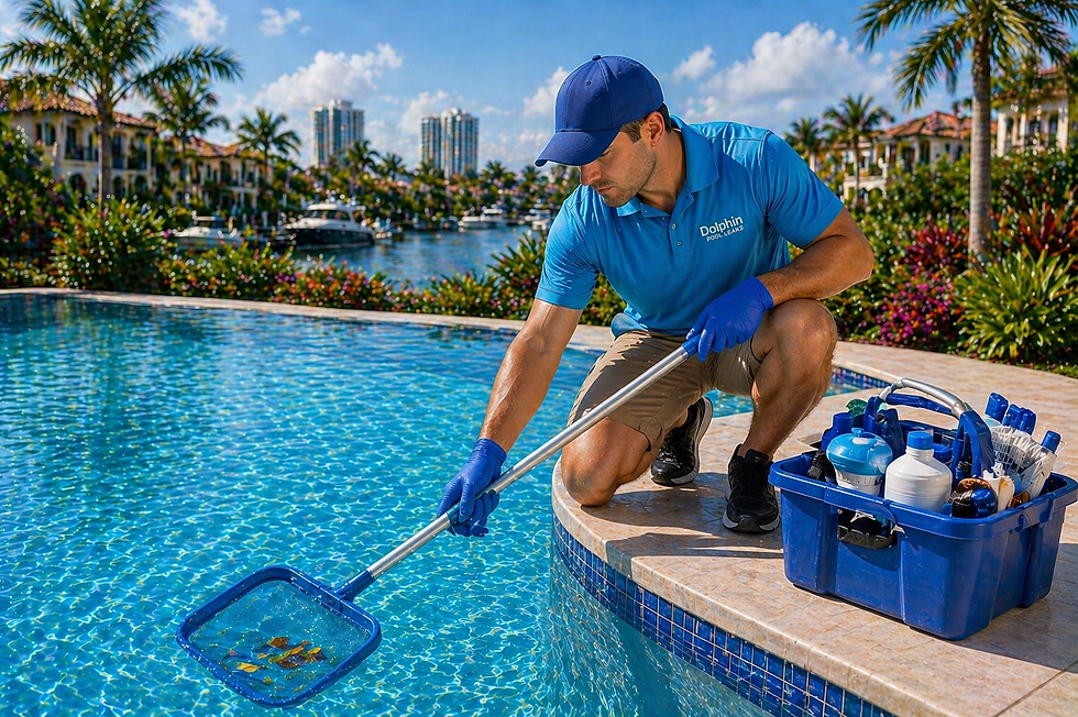 pool maintenance cleaning debris from water South Florida weekly service